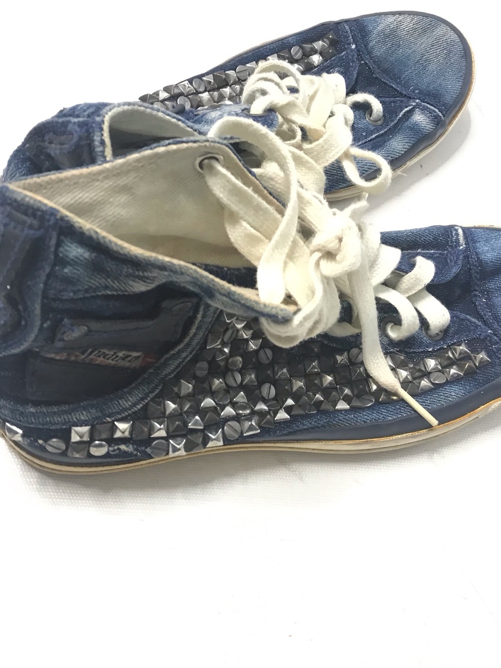 Diesel Exposure IV Women’s Size 8.5 Blue Denim Trainers High Tops Sneaker Shoe - Picture 4 of 6
